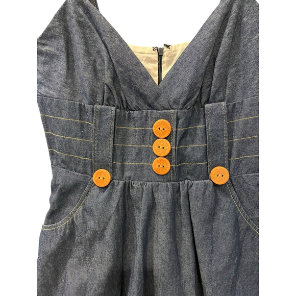 VaVa By Joy Han NWT Size Large Denim Mini Dress Women's $130 Lined Pockets Blue - Picture 2 of 5